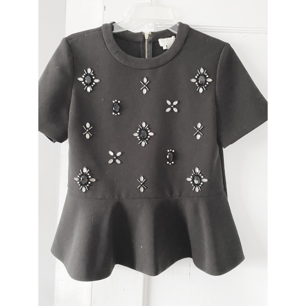 Kate Spade Embellished Peplum Top